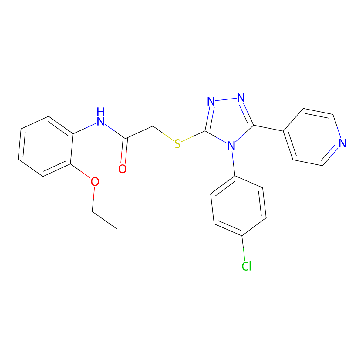 2-{[4-(4-chlorophenyl)-5-(pyridin-4-yl)-4H-1,2,4-triazol-3-yl]sulfanyl}-N-(2-ethoxyphenyl)acetamide molecular structure, CAS 613225-93-7