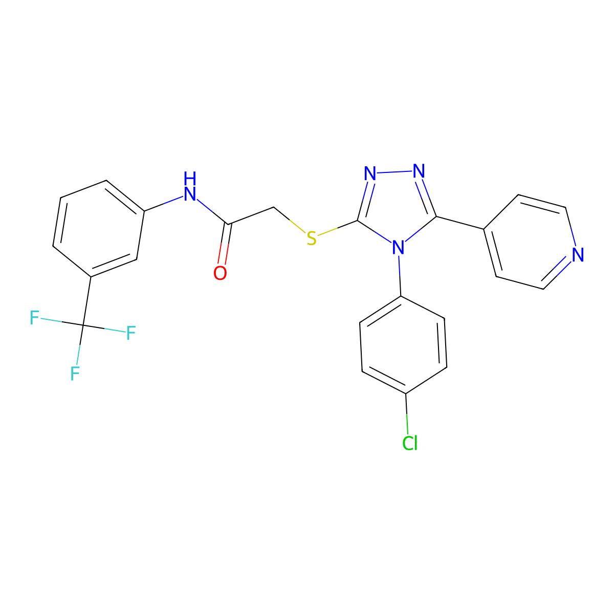 2-{[4-(4-chlorophenyl)-5-(pyridin-4-yl)-4H-1,2,4-triazol-3-yl]sulfanyl}-N-[3-(trifluoromethyl)phenyl]acetamide molecular structure, CAS 613225-94-8