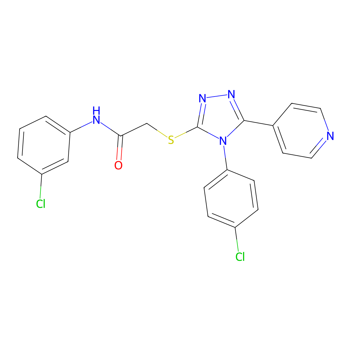 N-(3-chlorophenyl)-2-{[4-(4-chlorophenyl)-5-(pyridin-4-yl)-4H-1,2,4-triazol-3-yl]sulfanyl}acetamide molecular structure, CAS 613225-99-3