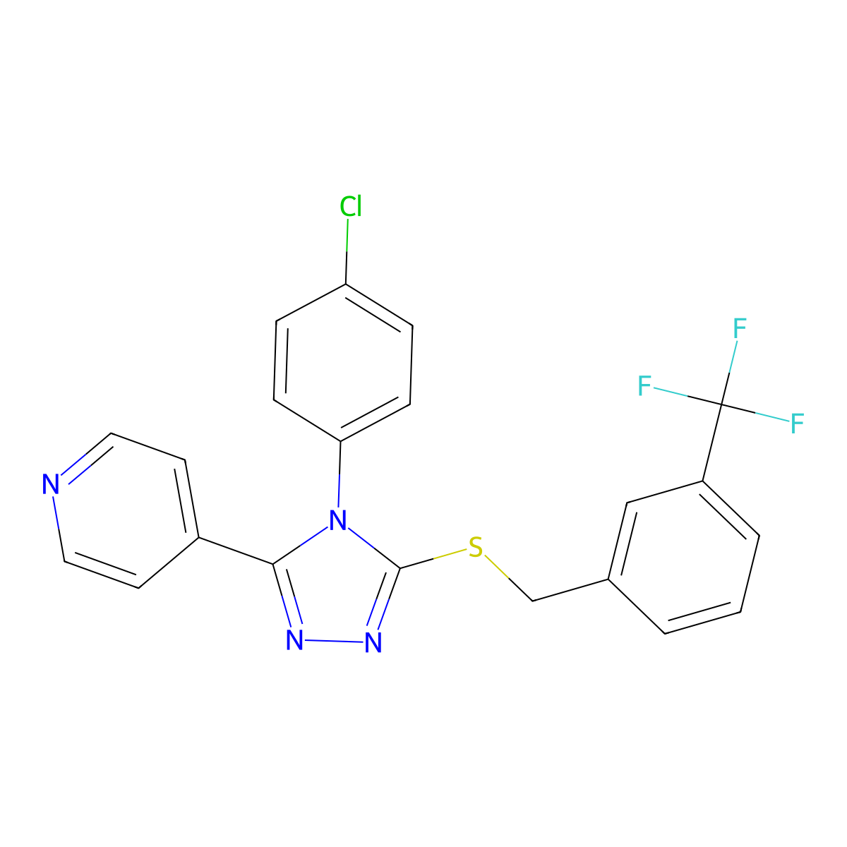 4-(4-chlorophenyl)-5-(4-pyridinyl)-4H-1,2,4-triazol-3-yl 3-(trifluoromethyl)benzyl sulfide molecular structure, CAS 613226-05-4