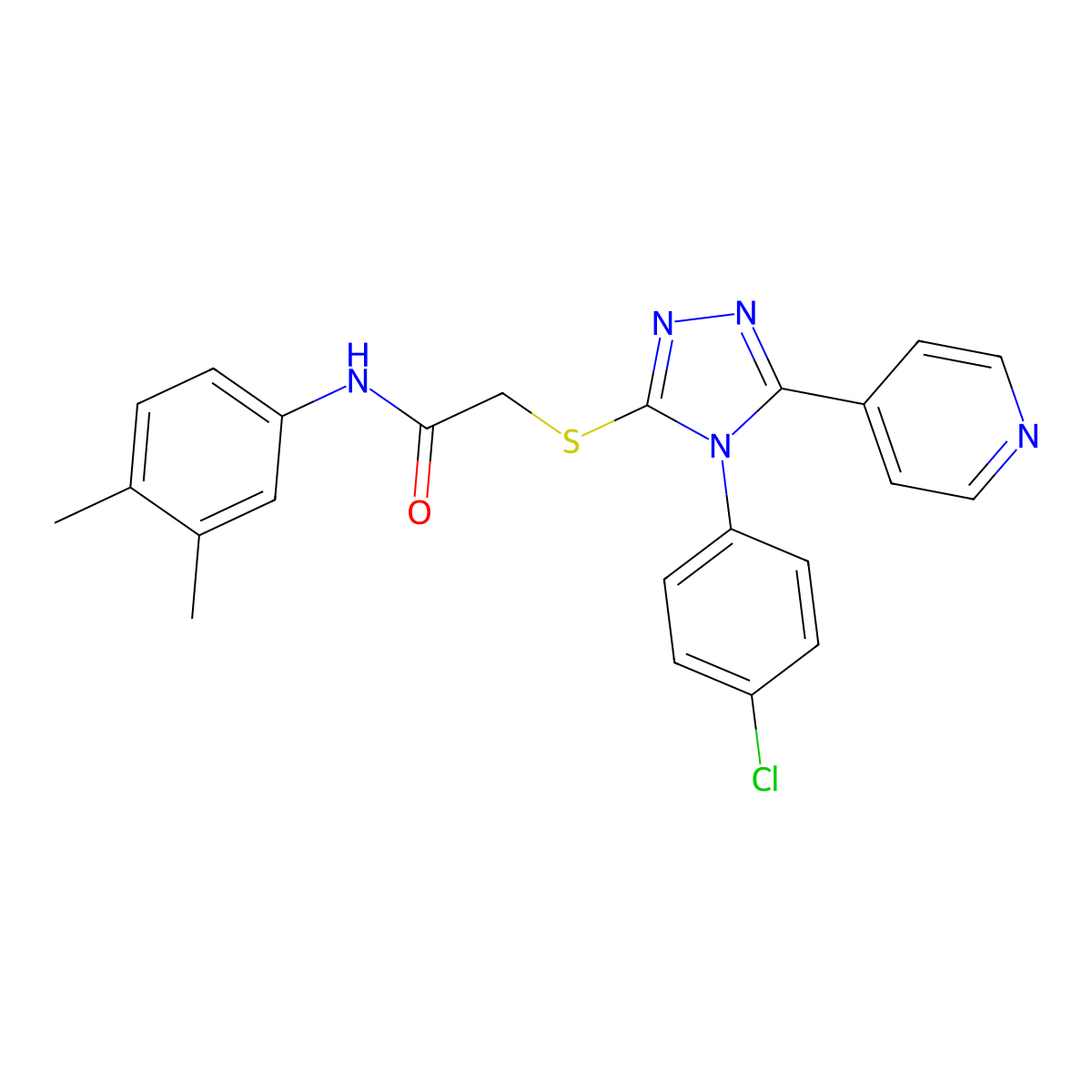2-{[4-(4-chlorophenyl)-5-(pyridin-4-yl)-4H-1,2,4-triazol-3-yl]sulfanyl}-N-(3,4-dimethylphenyl)acetamide molecular structure, CAS 613226-12-3