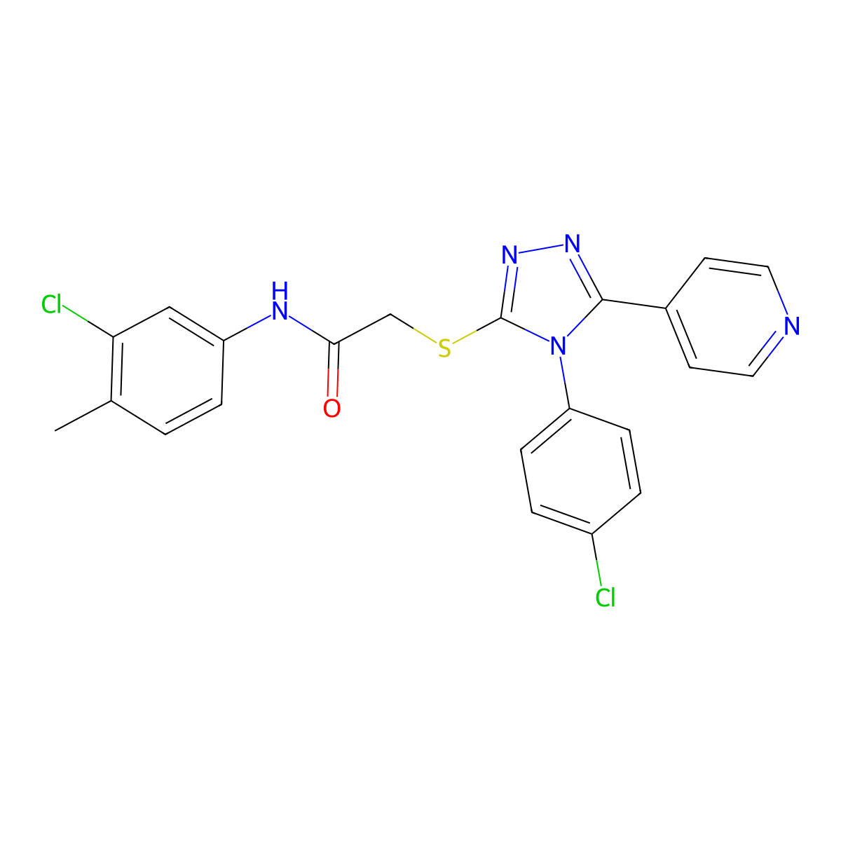 N-(3-chloro-4-methylphenyl)-2-{[4-(4-chlorophenyl)-5-(pyridin-4-yl)-4H-1,2,4-triazol-3-yl]sulfanyl}acetamide molecular structure, CAS 613226-13-4