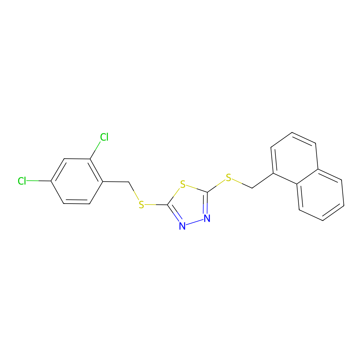 5-[(2,4-Dichlorophenyl)methylthio]-2-(naphthylmethylthio)-1,3,4-thiadiazole molecular structure, CAS 613226-29-2