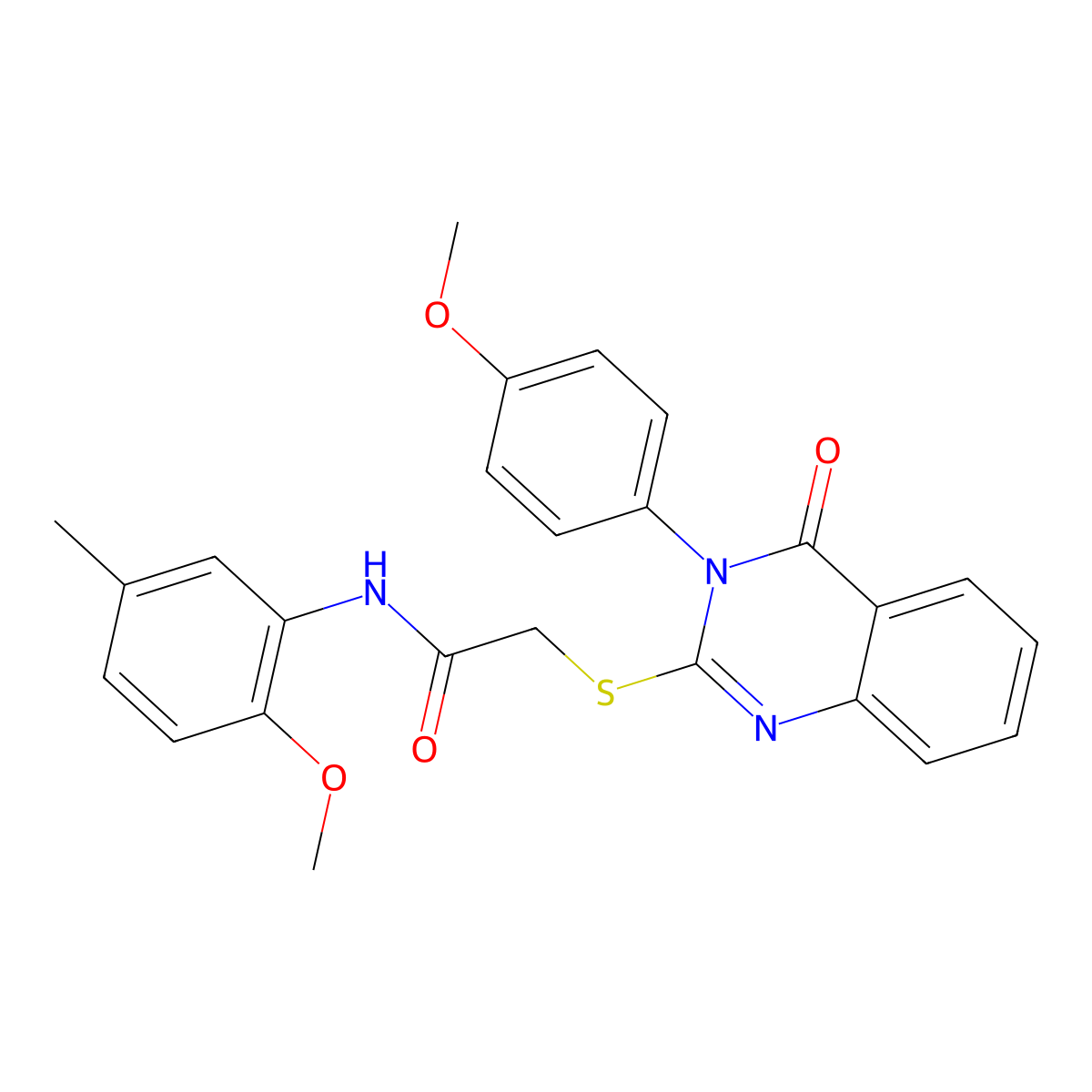 N-(2-methoxy-5-methylphenyl)-2-{[3-(4-methoxyphenyl)-4-oxo-3,4-dihydroquinazolin-2-yl]sulfanyl}acetamide molecular structure, CAS 613226-33-8