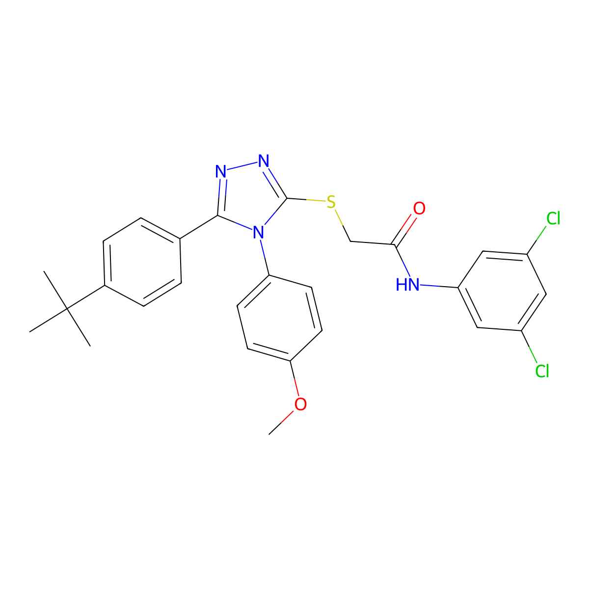 2-{[5-(4-tert-butylphenyl)-4-(4-methoxyphenyl)-4H-1,2,4-triazol-3-yl]sulfanyl}-N-(3,5-dichlorophenyl)acetamide molecular structure, CAS 613226-53-2