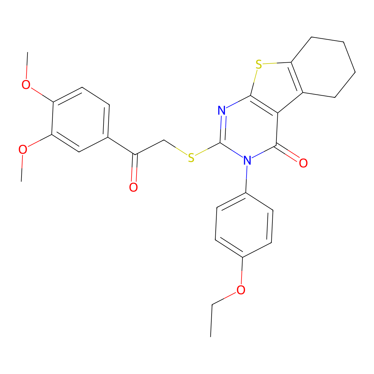 2-{[2-(3,4-dimethoxyphenyl)-2-oxoethyl]sulfanyl}-3-(4-ethoxyphenyl)-5,6,7,8-tetrahydro[1]benzothieno[2,3-d]pyrimidin-4(3H)-one molecular structure, CAS 613226-56-5