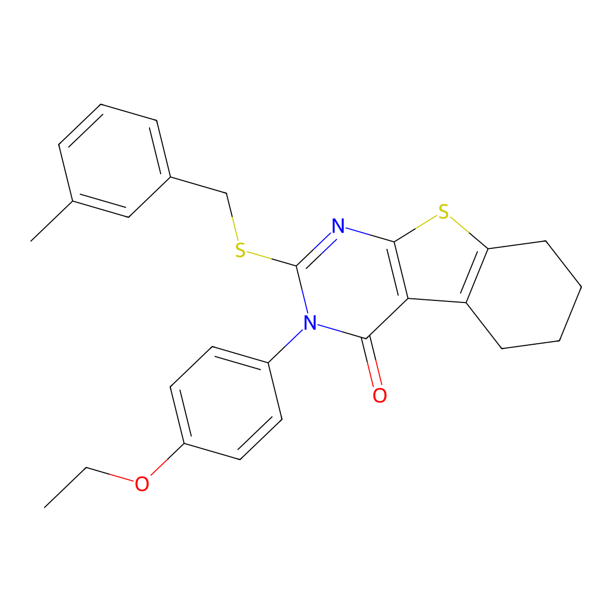 3-(4-ethoxyphenyl)-2-[(3-methylbenzyl)sulfanyl]-5,6,7,8-tetrahydro[1]benzothieno[2,3-d]pyrimidin-4(3H)-one molecular structure, CAS 613226-75-8