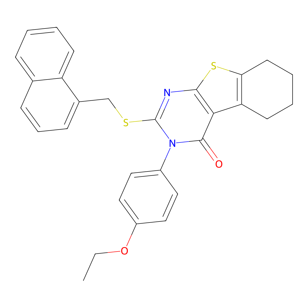 3-(4-Ethoxyphenyl)-2-[(1-naphthylmethyl)sulfanyl]-5,6,7,8-tetrahydro[1]benzothieno[2,3-D]pyrimidin-4(3H)-one molecular structure, CAS 613226-83-8