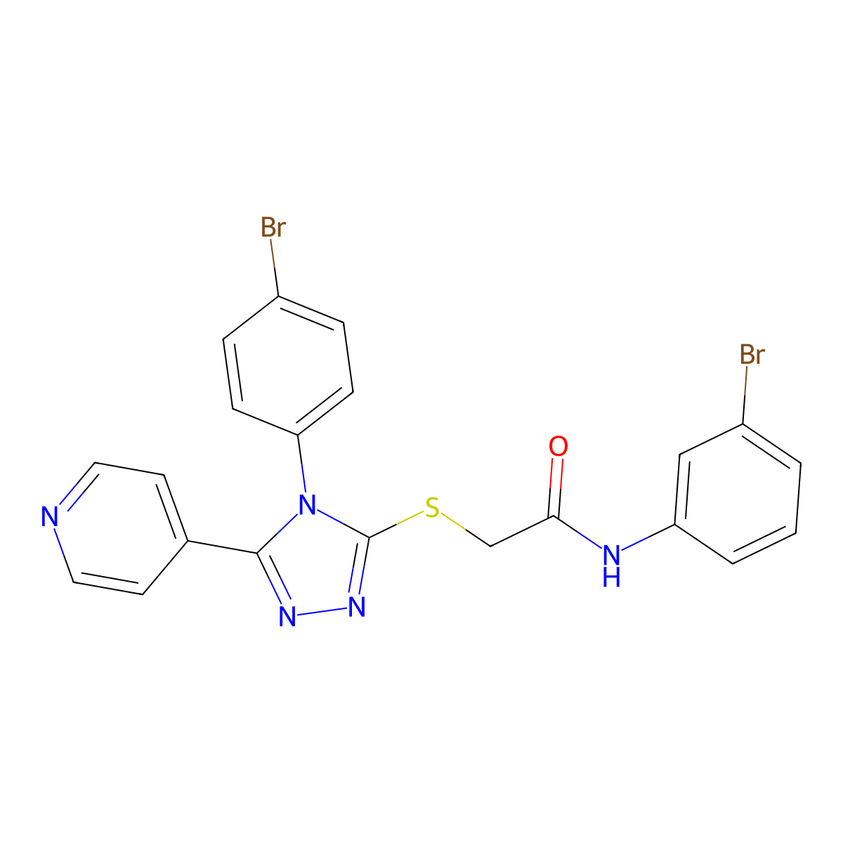 N-(3-bromophenyl)-2-{[4-(4-bromophenyl)-5-(pyridin-4-yl)-4H-1,2,4-triazol-3-yl]sulfanyl}acetamide molecular structure, CAS 613226-96-3