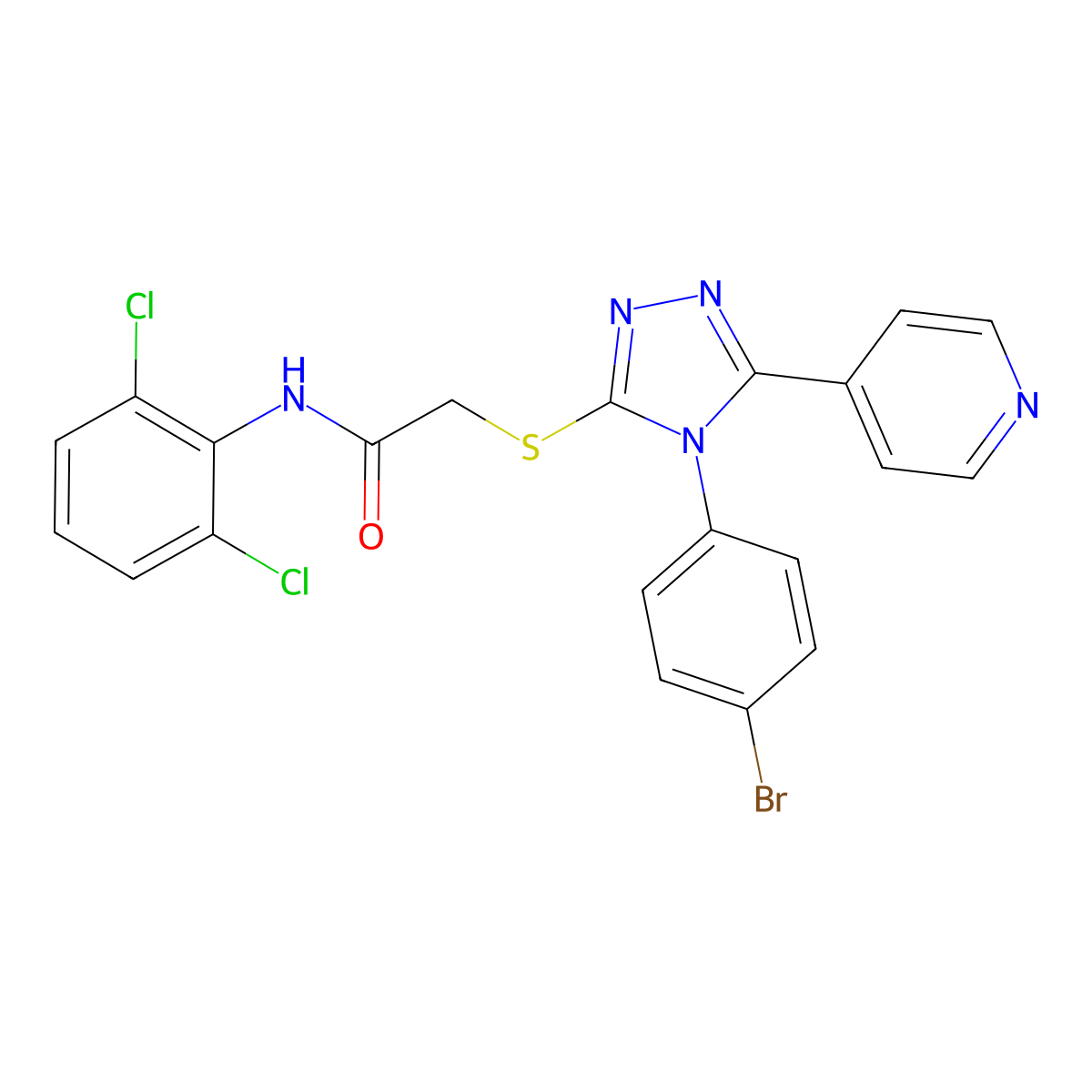2-{[4-(4-bromophenyl)-5-(pyridin-4-yl)-4H-1,2,4-triazol-3-yl]sulfanyl}-N-(2,6-dichlorophenyl)acetamide molecular structure, CAS 613226-97-4