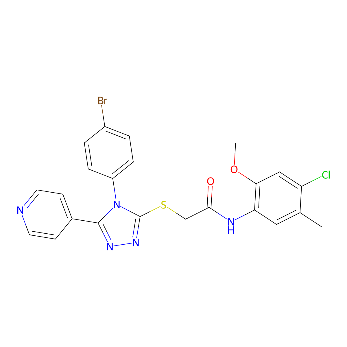 2-{[4-(4-bromophenyl)-5-(pyridin-4-yl)-4H-1,2,4-triazol-3-yl]sulfanyl}-N-(4-chloro-2-methoxy-5-methylphenyl)acetamide molecular structure, CAS 613226-98-5
