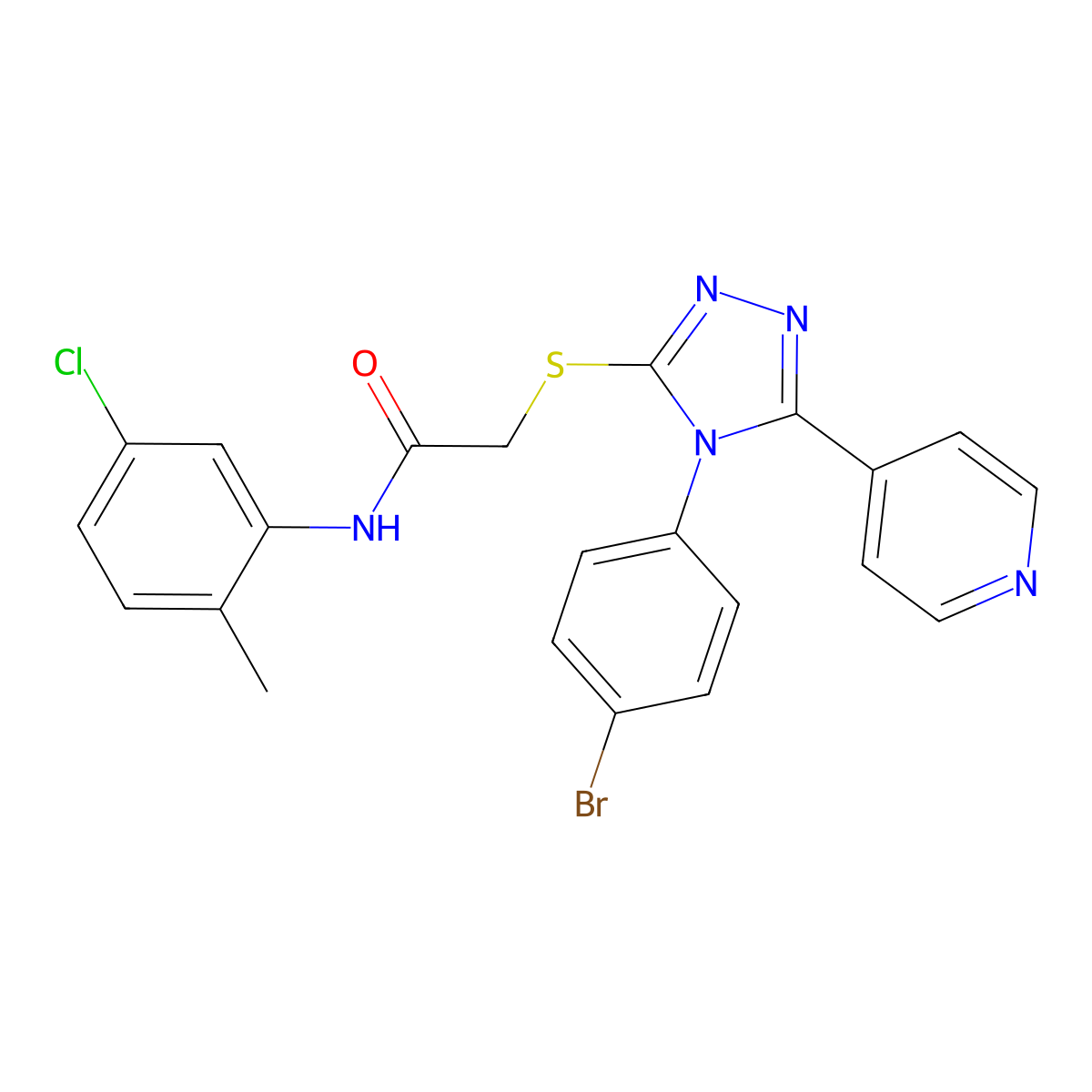 2-{[4-(4-bromophenyl)-5-(pyridin-4-yl)-4H-1,2,4-triazol-3-yl]sulfanyl}-N-(5-chloro-2-methylphenyl)acetamide molecular structure, CAS 613226-99-6