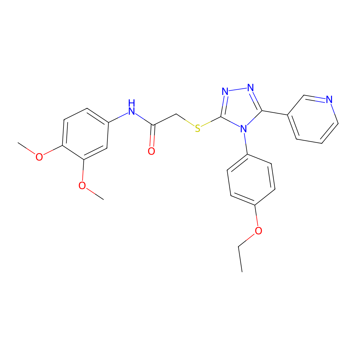 N-(3,4-dimethoxyphenyl)-2-{[4-(4-ethoxyphenyl)-5-(pyridin-3-yl)-4H-1,2,4-triazol-3-yl]sulfanyl}acetamide molecular structure, CAS 613227-13-7