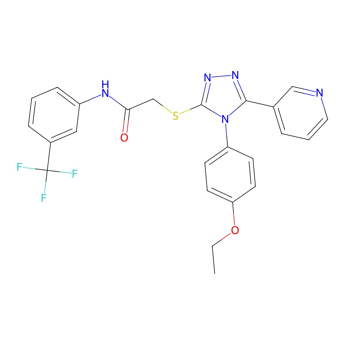 2-{[4-(4-ethoxyphenyl)-5-(pyridin-3-yl)-4H-1,2,4-triazol-3-yl]sulfanyl}-N-[3-(trifluoromethyl)phenyl]acetamide molecular structure, CAS 613227-17-1