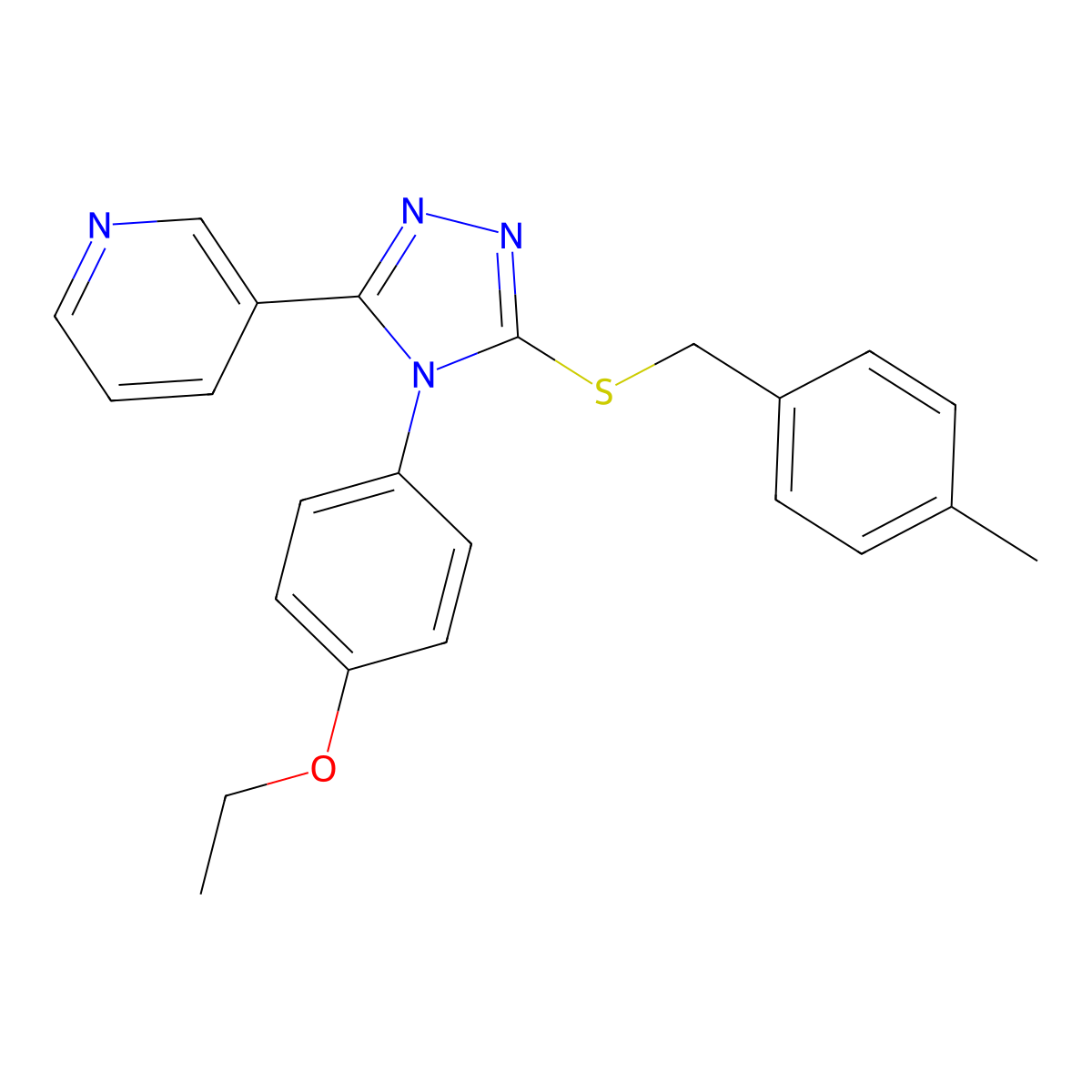 3-{4-(4-ethoxyphenyl)-5-[(4-methylbenzyl)sulfanyl]-4H-1,2,4-triazol-3-yl}pyridine molecular structure, CAS 613227-20-6