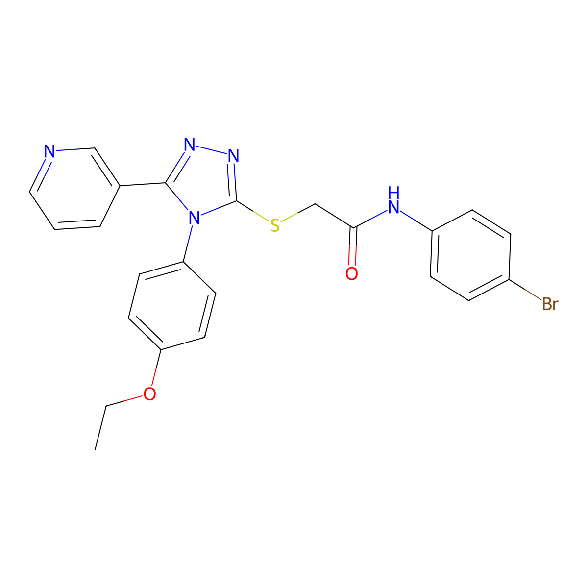 N-(4-bromophenyl)-2-{[4-(4-ethoxyphenyl)-5-(pyridin-3-yl)-4H-1,2,4-triazol-3-yl]sulfanyl}acetamide molecular structure, CAS 613227-21-7