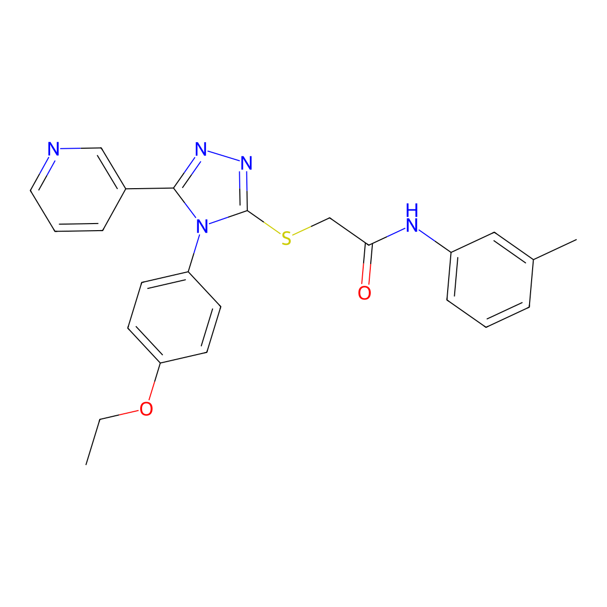 2-{[4-(4-ethoxyphenyl)-5-(pyridin-3-yl)-4H-1,2,4-triazol-3-yl]sulfanyl}-N-(3-methylphenyl)acetamide molecular structure, CAS 613227-22-8
