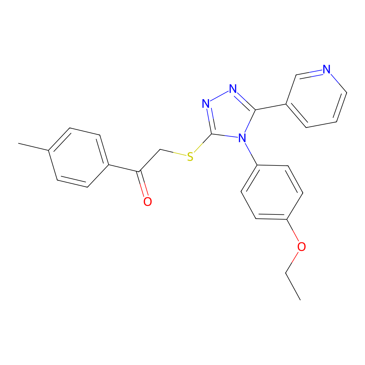 2-{[4-(4-Ethoxyphenyl)-5-(3-pyridinyl)-4H-1,2,4-triazol-3-YL]sulfanyl}-1-(4-methylphenyl)ethanone molecular structure, CAS 613227-23-9