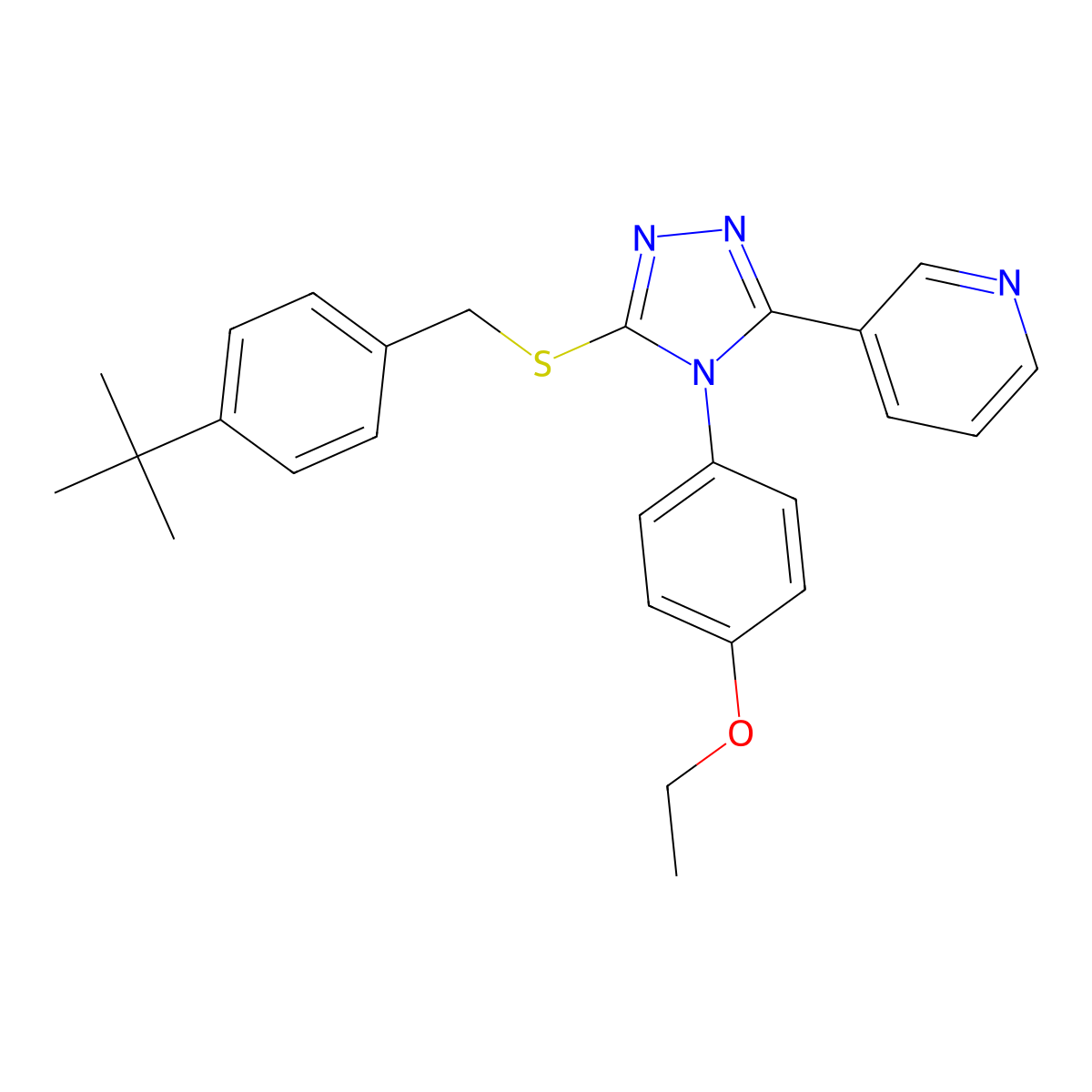 3-{5-[(4-tert-butylbenzyl)sulfanyl]-4-(4-ethoxyphenyl)-4H-1,2,4-triazol-3-yl}pyridine molecular structure, CAS 613227-24-0