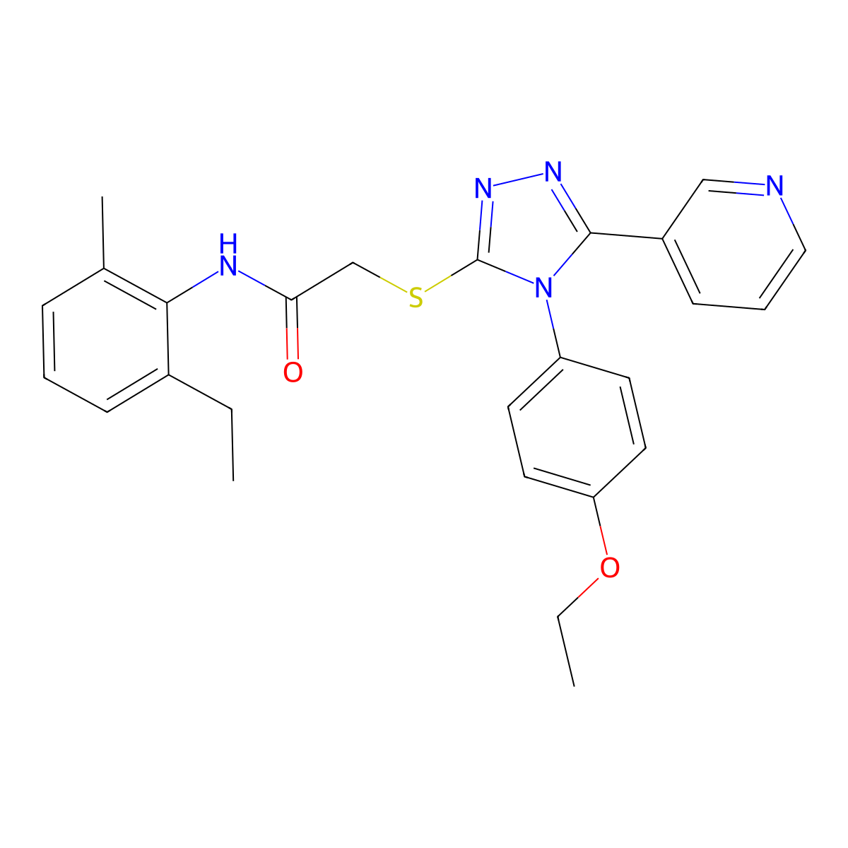 2-{[4-(4-ethoxyphenyl)-5-(pyridin-3-yl)-4H-1,2,4-triazol-3-yl]sulfanyl}-N-(2-ethyl-6-methylphenyl)acetamide molecular structure, CAS 613227-26-2