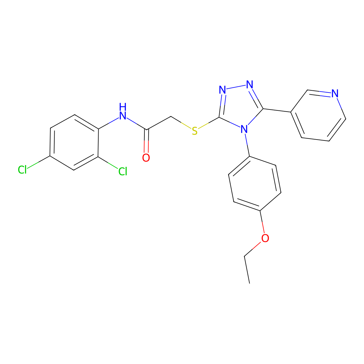 N-(2,4-dichlorophenyl)-2-{[4-(4-ethoxyphenyl)-5-(pyridin-3-yl)-4H-1,2,4-triazol-3-yl]sulfanyl}acetamide molecular structure, CAS 613227-30-8
