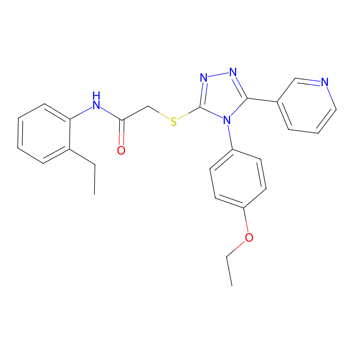 2-{[4-(4-ethoxyphenyl)-5-(pyridin-3-yl)-4H-1,2,4-triazol-3-yl]sulfanyl}-N-(2-ethylphenyl)acetamide molecular structure, CAS 613227-31-9