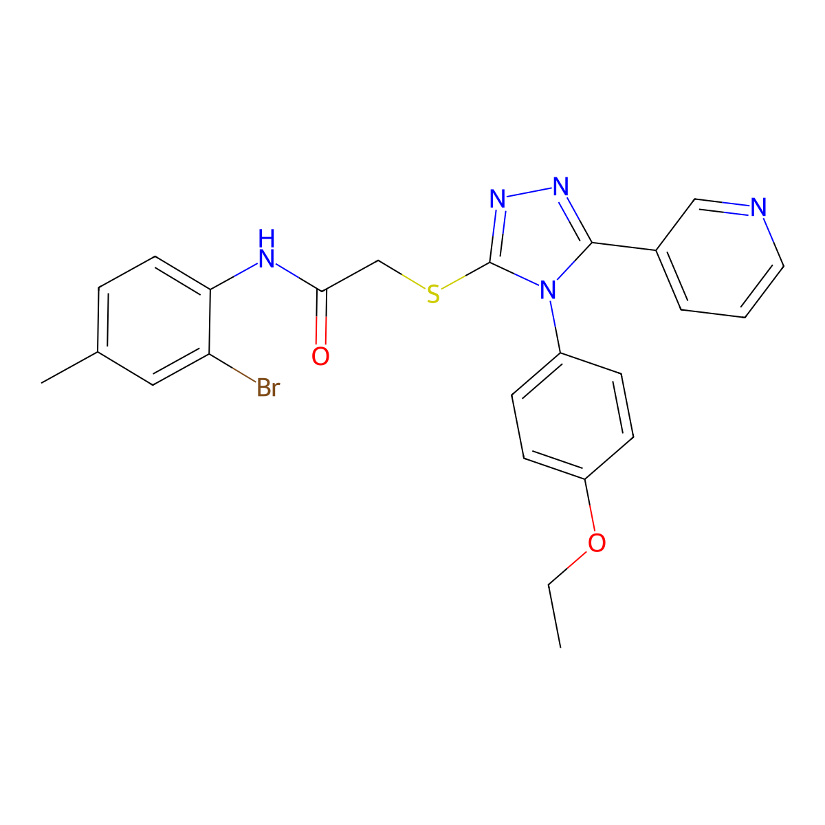 N-(2-bromo-4-methylphenyl)-2-{[4-(4-ethoxyphenyl)-5-(pyridin-3-yl)-4H-1,2,4-triazol-3-yl]sulfanyl}acetamide molecular structure, CAS 613227-32-0