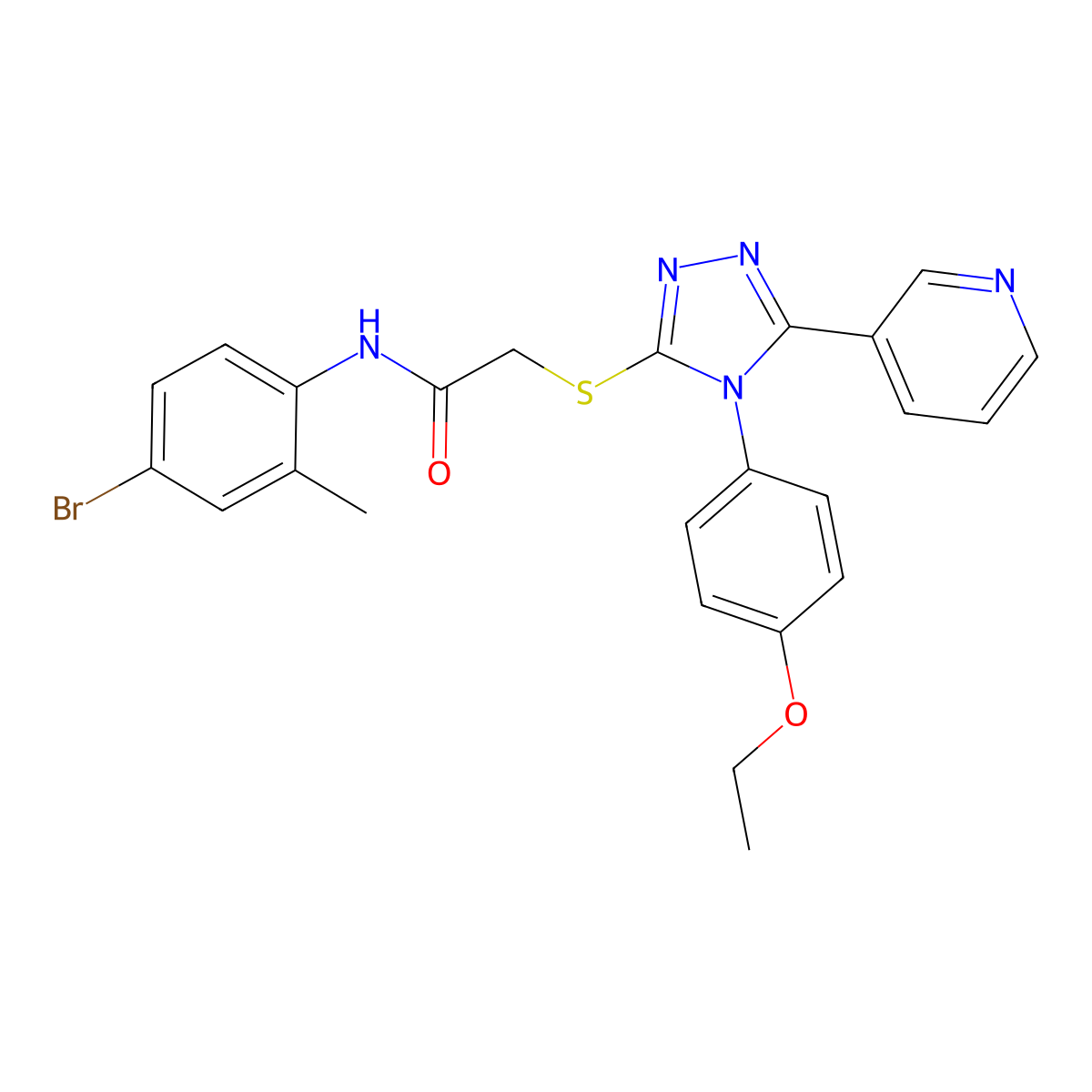 N-(4-bromo-2-methylphenyl)-2-{[4-(4-ethoxyphenyl)-5-(pyridin-3-yl)-4H-1,2,4-triazol-3-yl]sulfanyl}acetamide molecular structure, CAS 613227-33-1