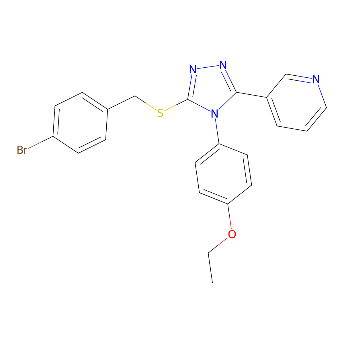 3-[5-[(4-Bromophenyl)methylsulfanyl]-4-(4-ethoxyphenyl)-1,2,4-triazol-3-yl]pyridine molecular structure, CAS 613227-34-2