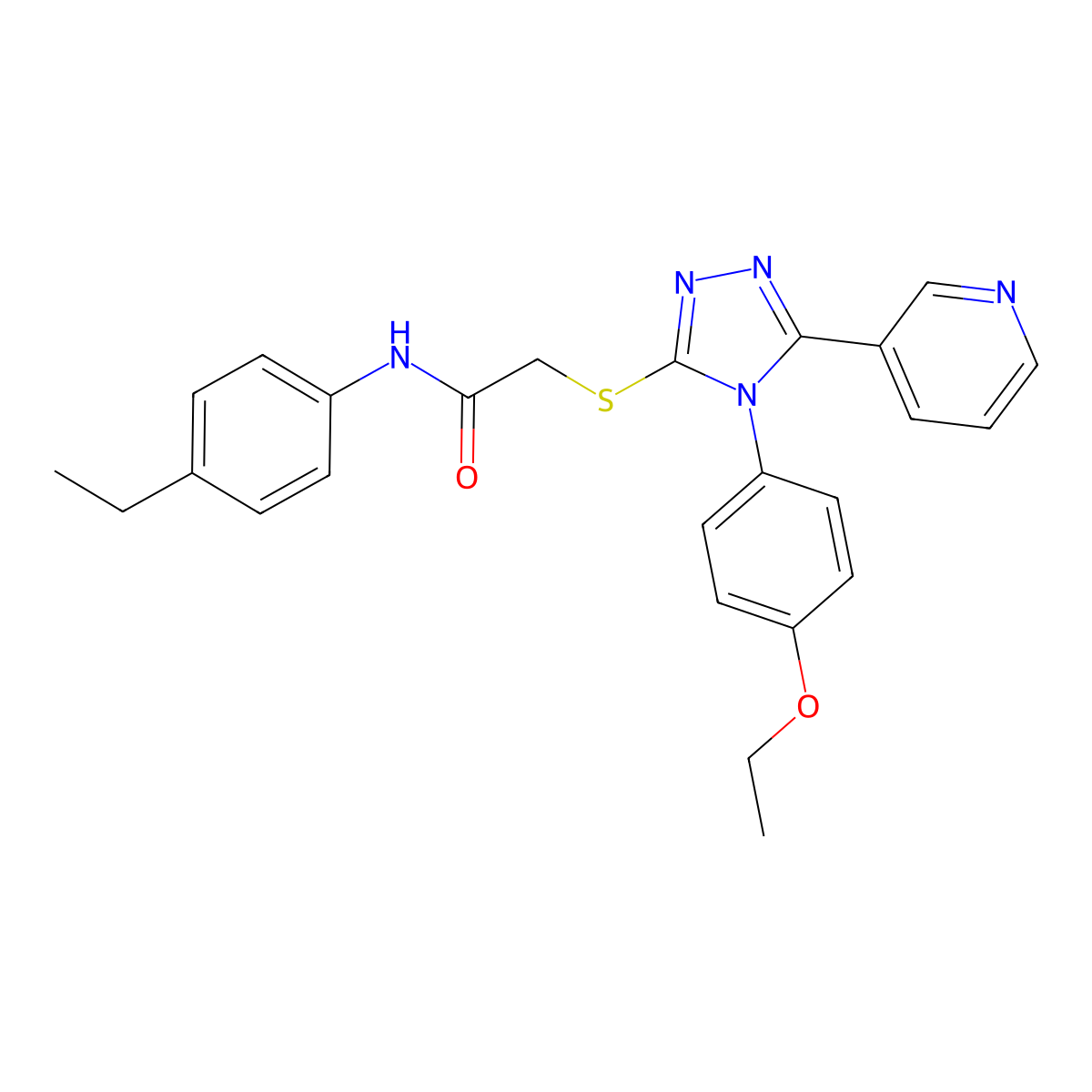 2-{[4-(4-ethoxyphenyl)-5-(pyridin-3-yl)-4H-1,2,4-triazol-3-yl]sulfanyl}-N-(4-ethylphenyl)acetamide molecular structure, CAS 613227-35-3