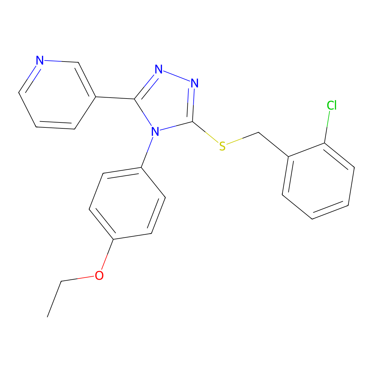 3-{5-[(2-chlorobenzyl)sulfanyl]-4-(4-ethoxyphenyl)-4H-1,2,4-triazol-3-yl}pyridine molecular structure, CAS 613227-38-6