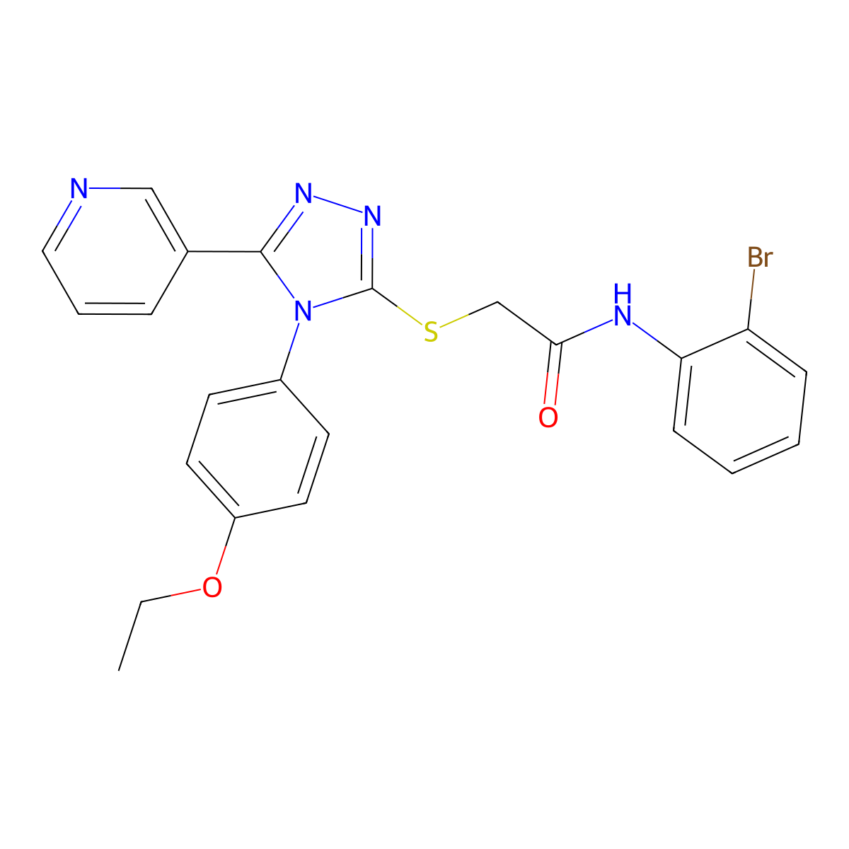 N-(2-bromophenyl)-2-{[4-(4-ethoxyphenyl)-5-(pyridin-3-yl)-4H-1,2,4-triazol-3-yl]sulfanyl}acetamide molecular structure, CAS 613227-39-7