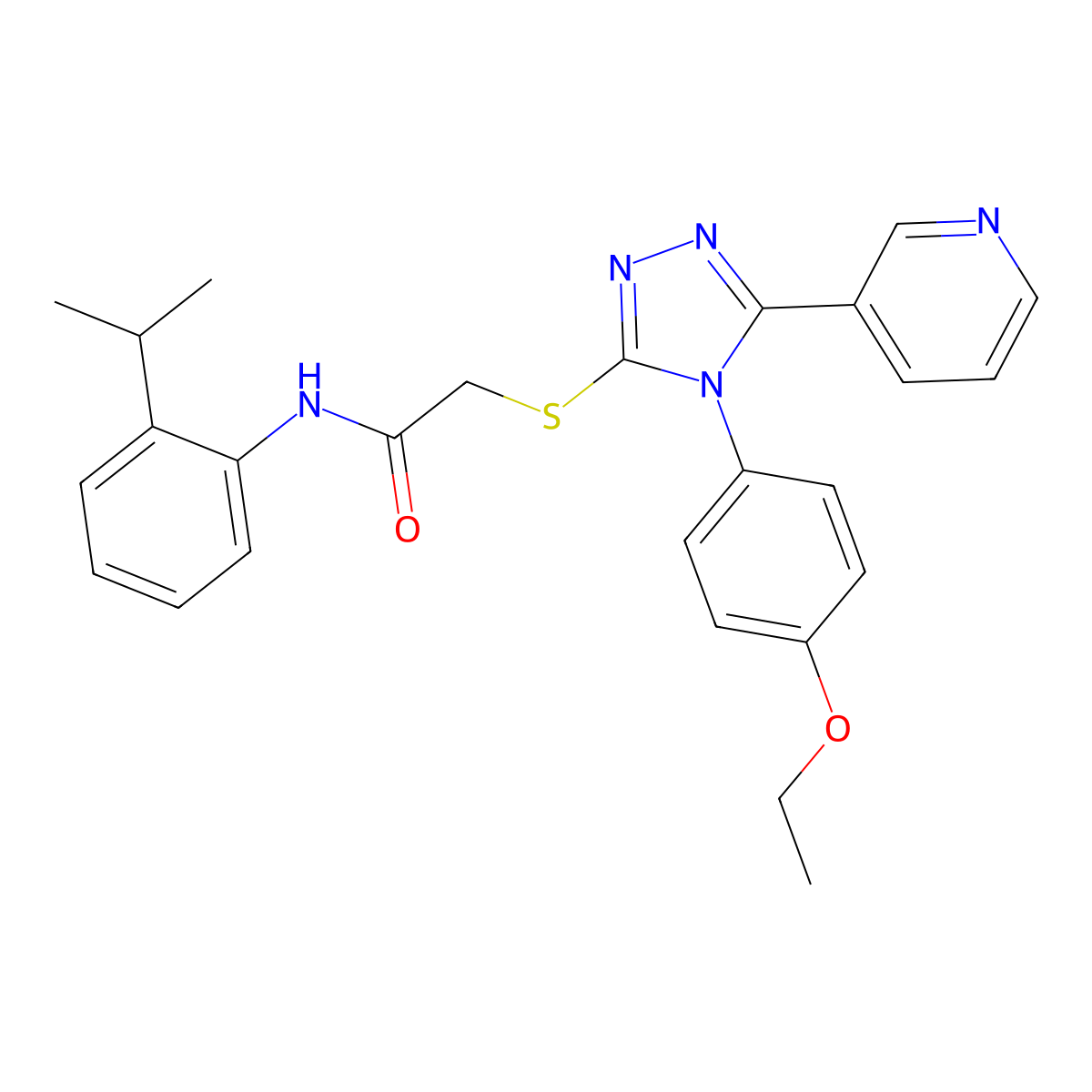 2-{[4-(4-ethoxyphenyl)-5-(pyridin-3-yl)-4H-1,2,4-triazol-3-yl]sulfanyl}-N-[2-(propan-2-yl)phenyl]acetamide molecular structure, CAS 613227-42-2