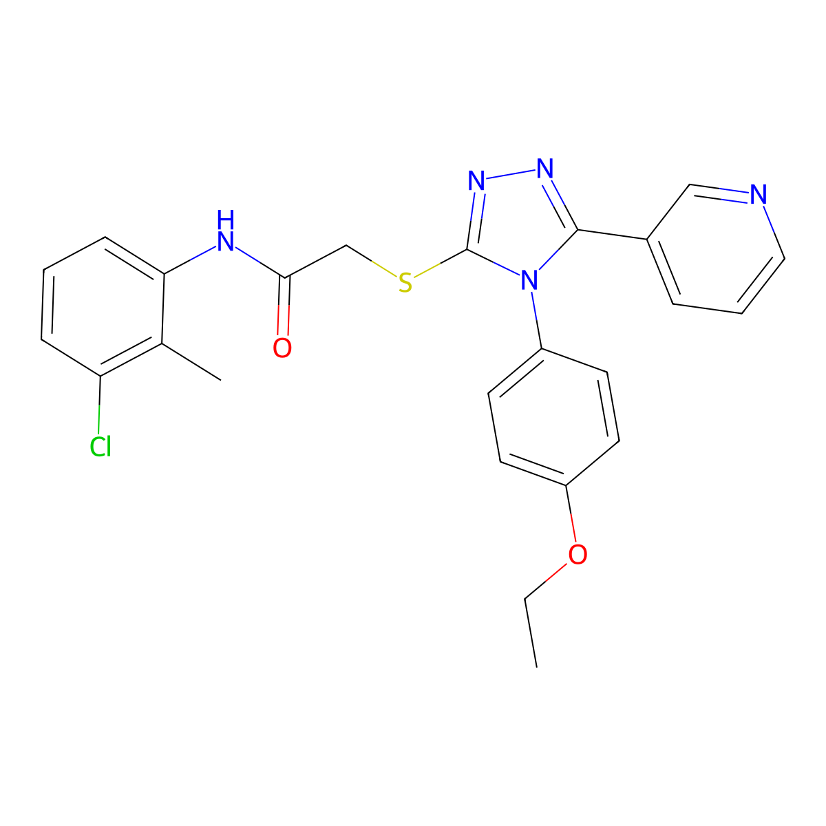 N-(3-chloro-2-methylphenyl)-2-{[4-(4-ethoxyphenyl)-5-(pyridin-3-yl)-4H-1,2,4-triazol-3-yl]sulfanyl}acetamide molecular structure, CAS 613227-46-6