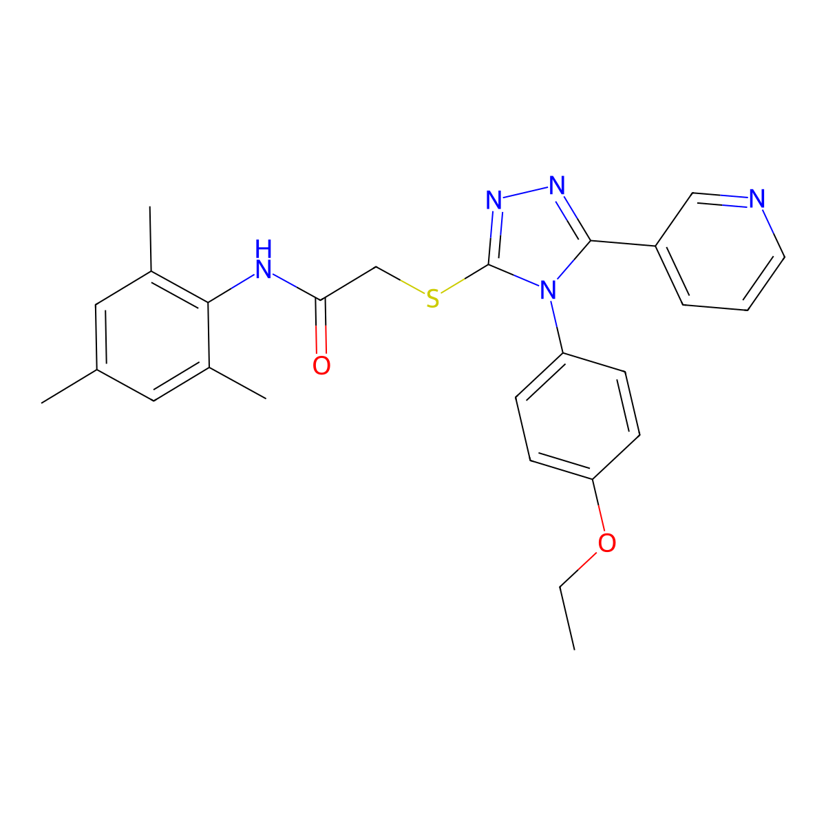 2-[[4-(4-ethoxyphenyl)-5-pyridin-3-yl-1,2,4-triazol-3-yl]sulfanyl]-N-(2,4,6-trimethylphenyl)acetamide molecular structure, CAS 613227-47-7
