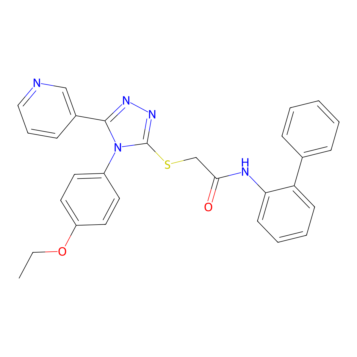 N-(biphenyl-2-yl)-2-{[4-(4-ethoxyphenyl)-5-(pyridin-3-yl)-4H-1,2,4-triazol-3-yl]sulfanyl}acetamide molecular structure, CAS 613227-49-9