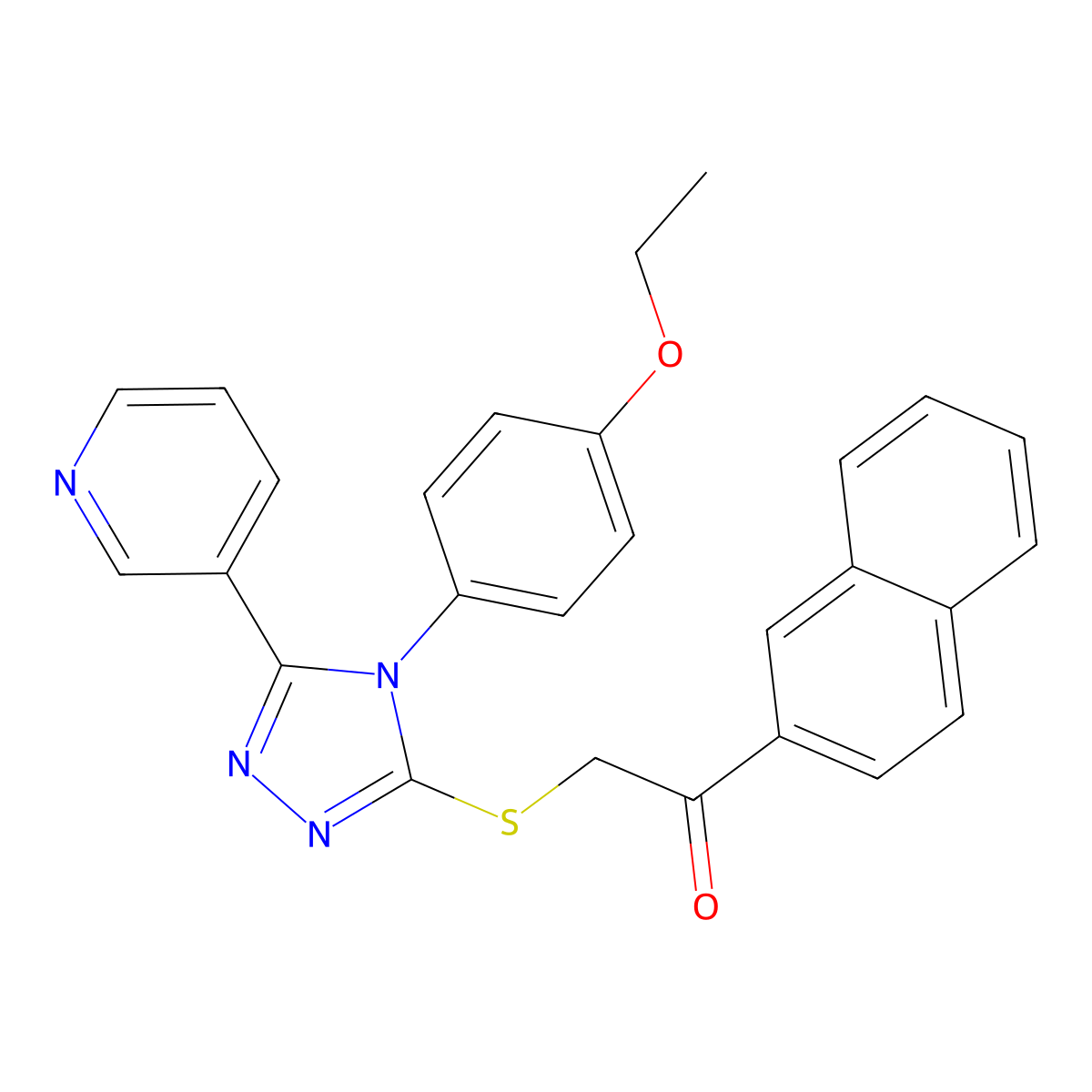 2-{[4-(4-ethoxyphenyl)-5-(pyridin-3-yl)-4H-1,2,4-triazol-3-yl]sulfanyl}-1-(naphthalen-2-yl)ethanone molecular structure, CAS 613227-50-2