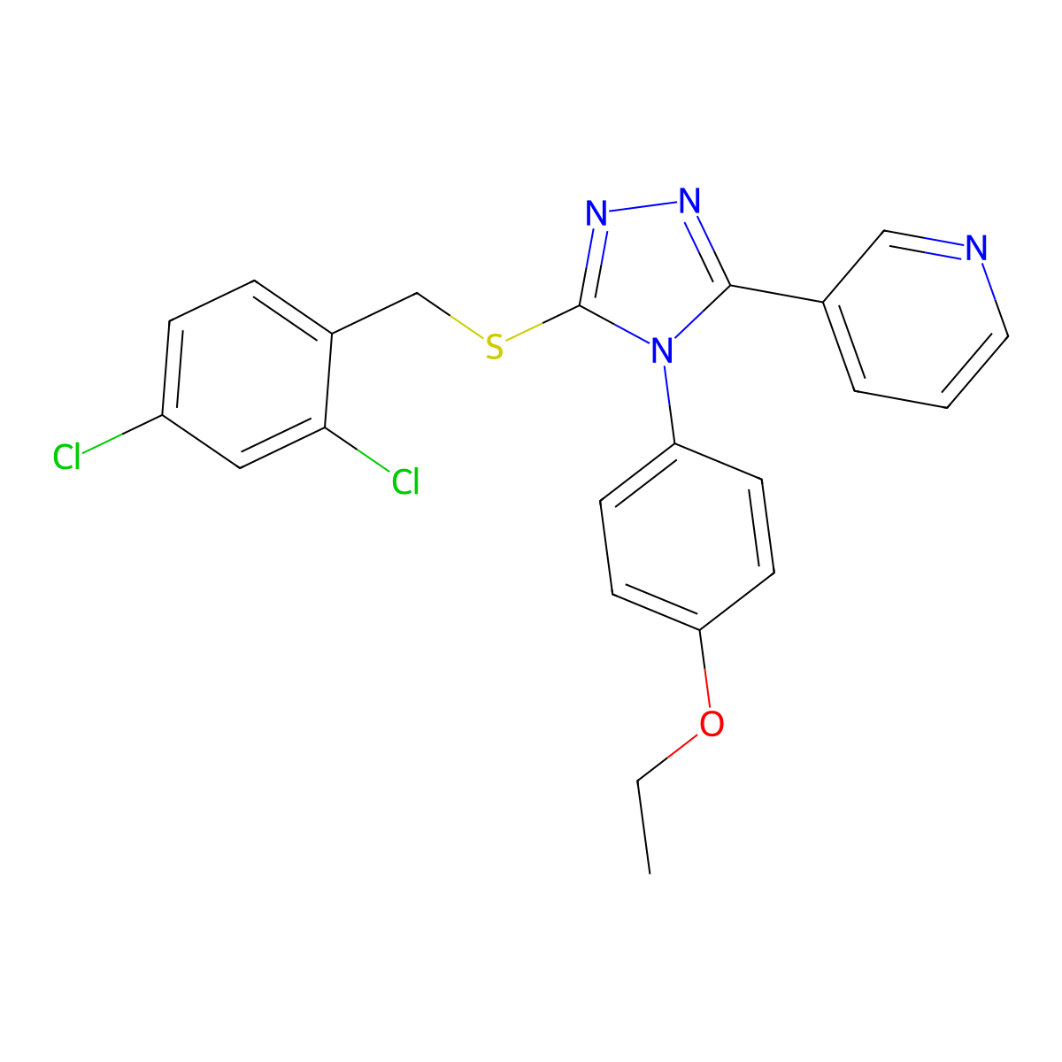 3-{5-[(2,4-dichlorobenzyl)sulfanyl]-4-(4-ethoxyphenyl)-4H-1,2,4-triazol-3-yl}pyridine molecular structure, CAS 613227-52-4