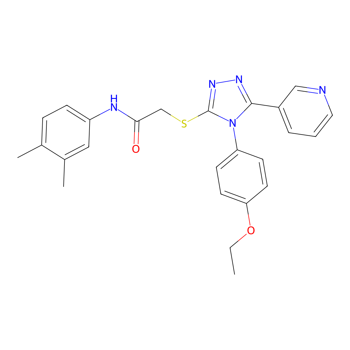 N-(3,4-dimethylphenyl)-2-{[4-(4-ethoxyphenyl)-5-(pyridin-3-yl)-4H-1,2,4-triazol-3-yl]sulfanyl}acetamide molecular structure, CAS 613227-53-5