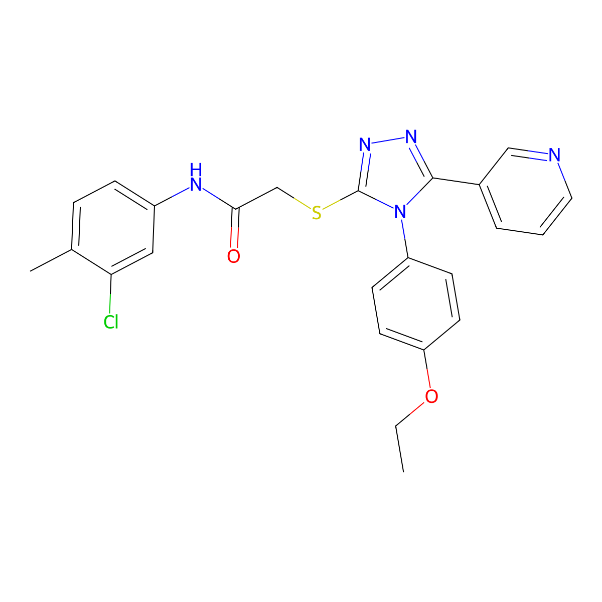 N-(3-chloro-4-methylphenyl)-2-{[4-(4-ethoxyphenyl)-5-(pyridin-3-yl)-4H-1,2,4-triazol-3-yl]sulfanyl}acetamide molecular structure, CAS 613227-56-8