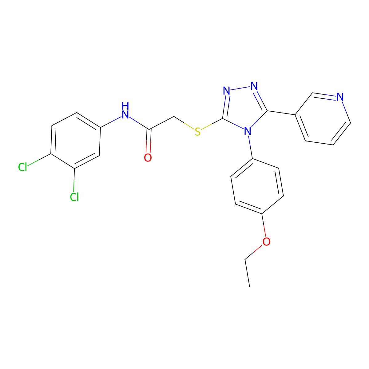 N-(3,4-dichlorophenyl)-2-{[4-(4-ethoxyphenyl)-5-(pyridin-3-yl)-4H-1,2,4-triazol-3-yl]sulfanyl}acetamide molecular structure, CAS 613227-58-0
