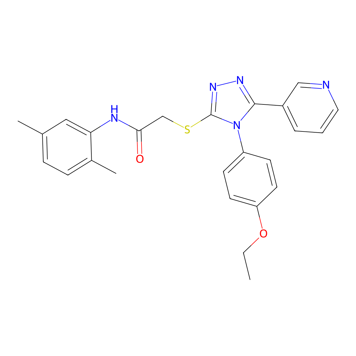 N-(2,5-dimethylphenyl)-2-{[4-(4-ethoxyphenyl)-5-(pyridin-3-yl)-4H-1,2,4-triazol-3-yl]sulfanyl}acetamide molecular structure, CAS 613227-60-4