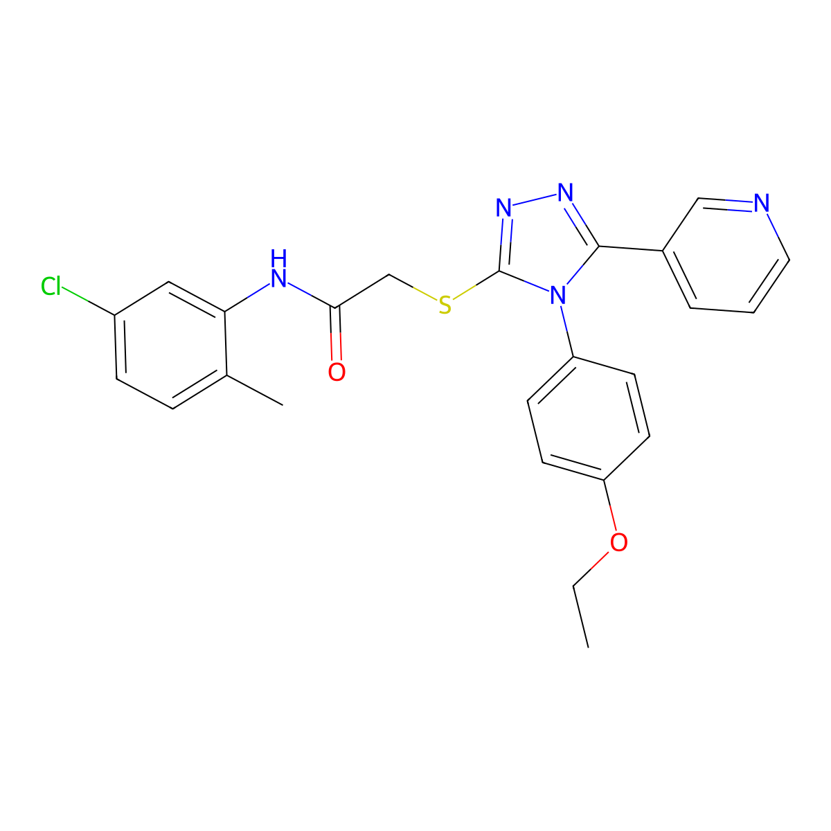 N-(5-chloro-2-methylphenyl)-2-{[4-(4-ethoxyphenyl)-5-(pyridin-3-yl)-4H-1,2,4-triazol-3-yl]sulfanyl}acetamide molecular structure, CAS 613227-62-6