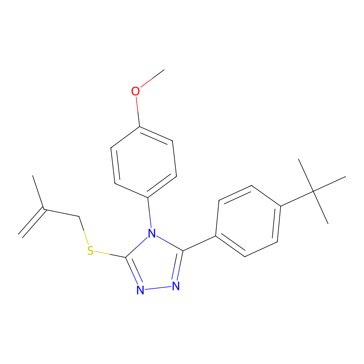 3-(4-tert-butylphenyl)-4-(4-methoxyphenyl)-5-[(2-methylprop-2-en-1-yl)sulfanyl]-4H-1,2,4-triazole molecular structure, CAS 613227-73-9