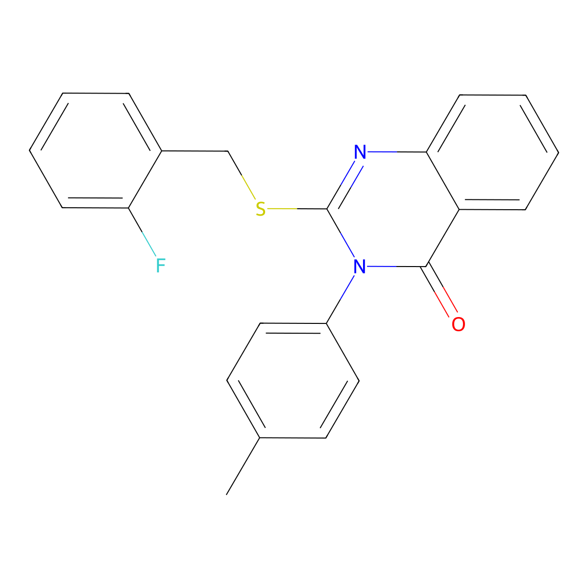 2-((2-Fluorobenzyl)thio)-3-(4-methylphenyl)-4(3H)-quinazolinone molecular structure, CAS 613227-92-2