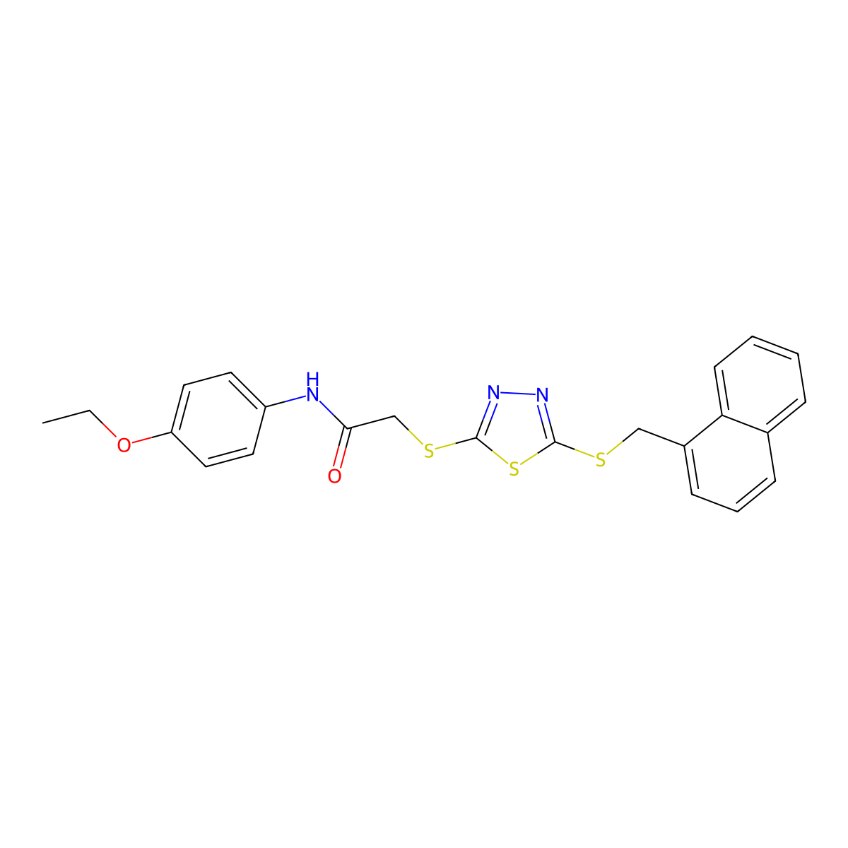 N-(4-ethoxyphenyl)-2-({5-[(naphthalen-1-ylmethyl)sulfanyl]-1,3,4-thiadiazol-2-yl}sulfanyl)acetamide molecular structure, CAS 613228-25-4