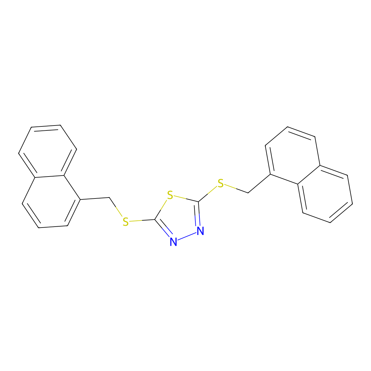 2,5-Bis[(naphthalen-1-ylmethyl)sulfanyl]-1,3,4-thiadiazole molecular structure, CAS 613228-29-8