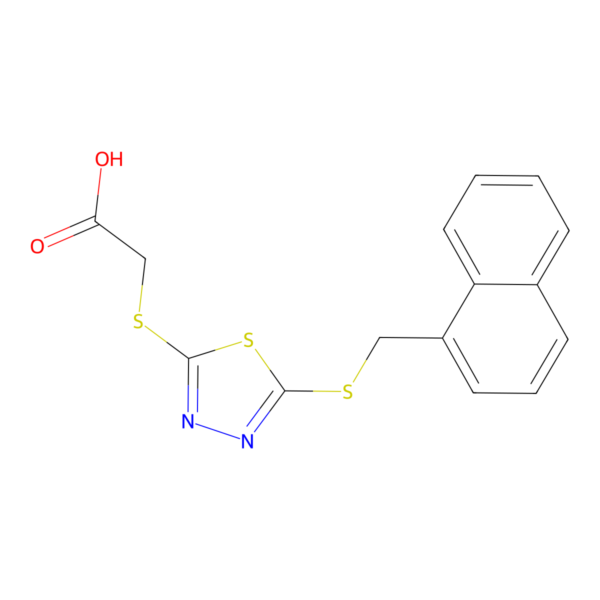 ({5-[(1-Naphthylmethyl)sulfanyl]-1,3,4-thiadiazol-2-yl}sulfanyl)acetic acid molecular structure, CAS 613228-30-1