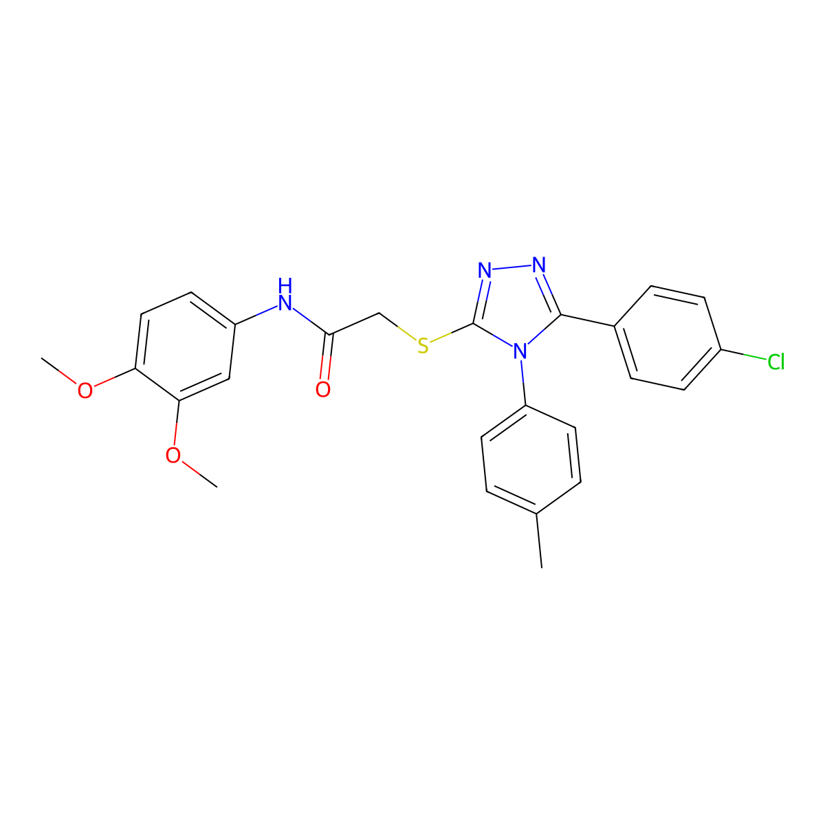 2-{[5-(4-chlorophenyl)-4-(4-methylphenyl)-4H-1,2,4-triazol-3-yl]sulfanyl}-N-(3,4-dimethoxyphenyl)acetamide molecular structure, CAS 613228-37-8