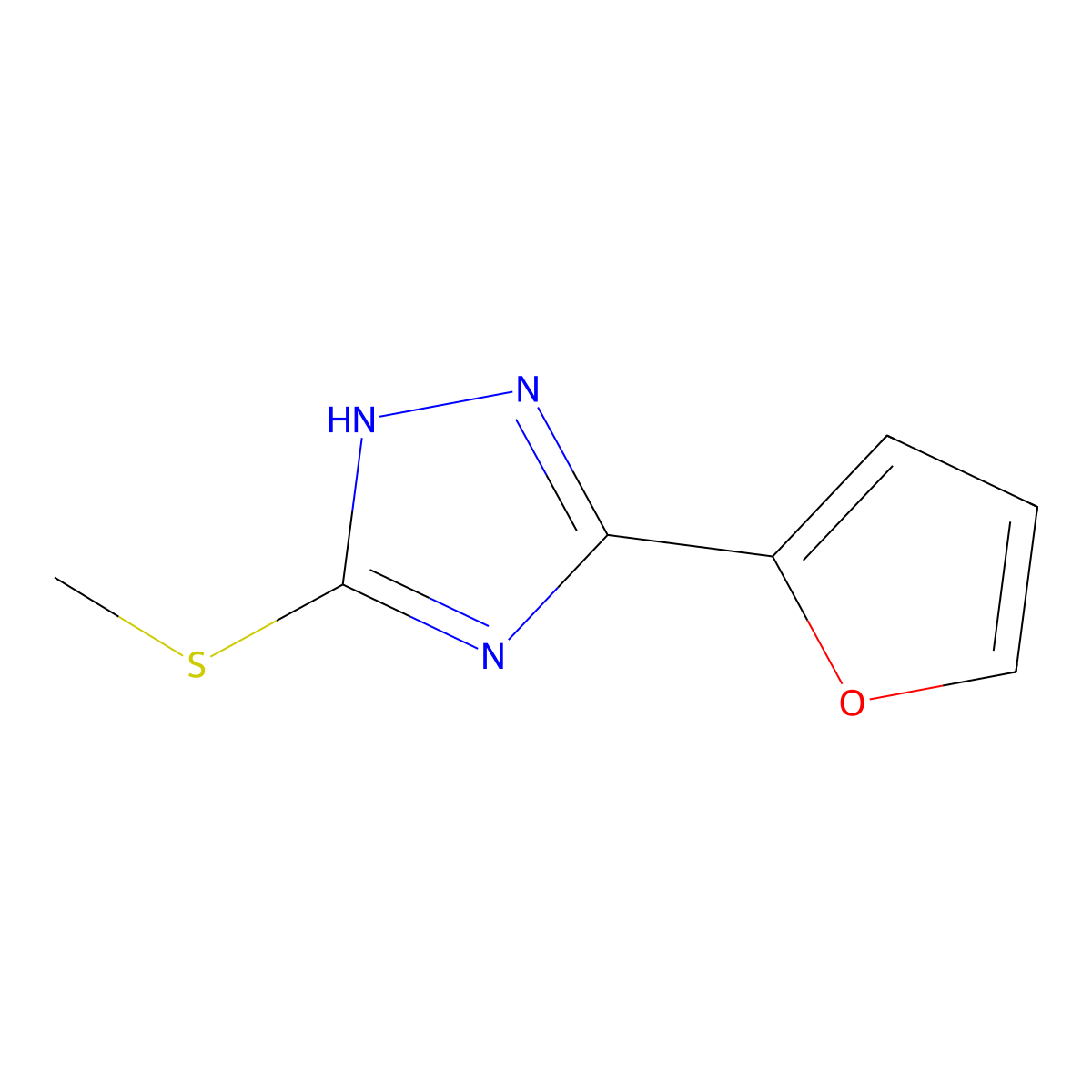 5-(furan-2-yl)-3-methylsulfanyl-1H-1,2,4-triazole molecular structure, CAS 61323-51-1
